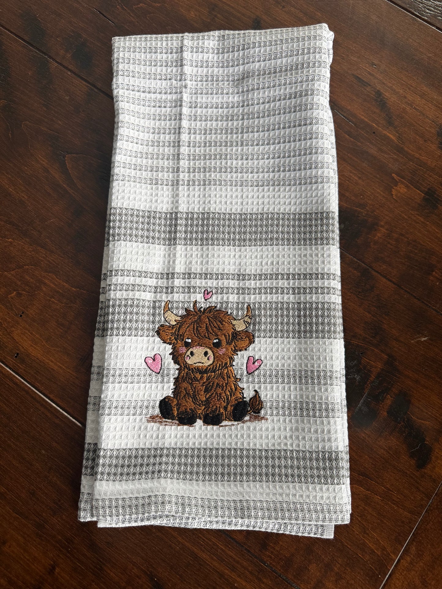 Cute highland cow tea towel