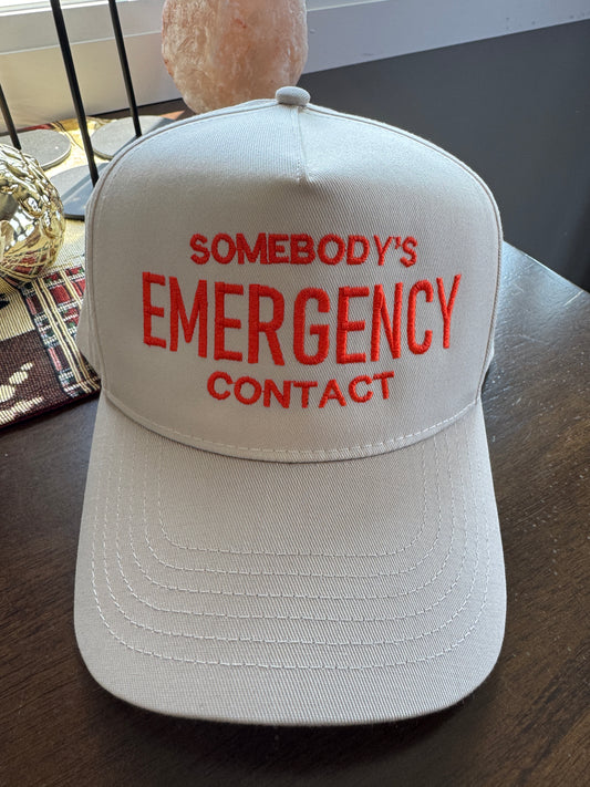 Somebody emergency contact hat