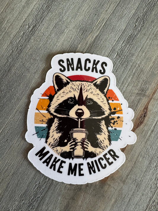 Snacks make me nicer sticker