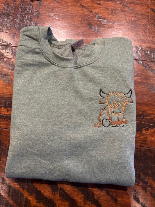 Highland cow crewneck sweater